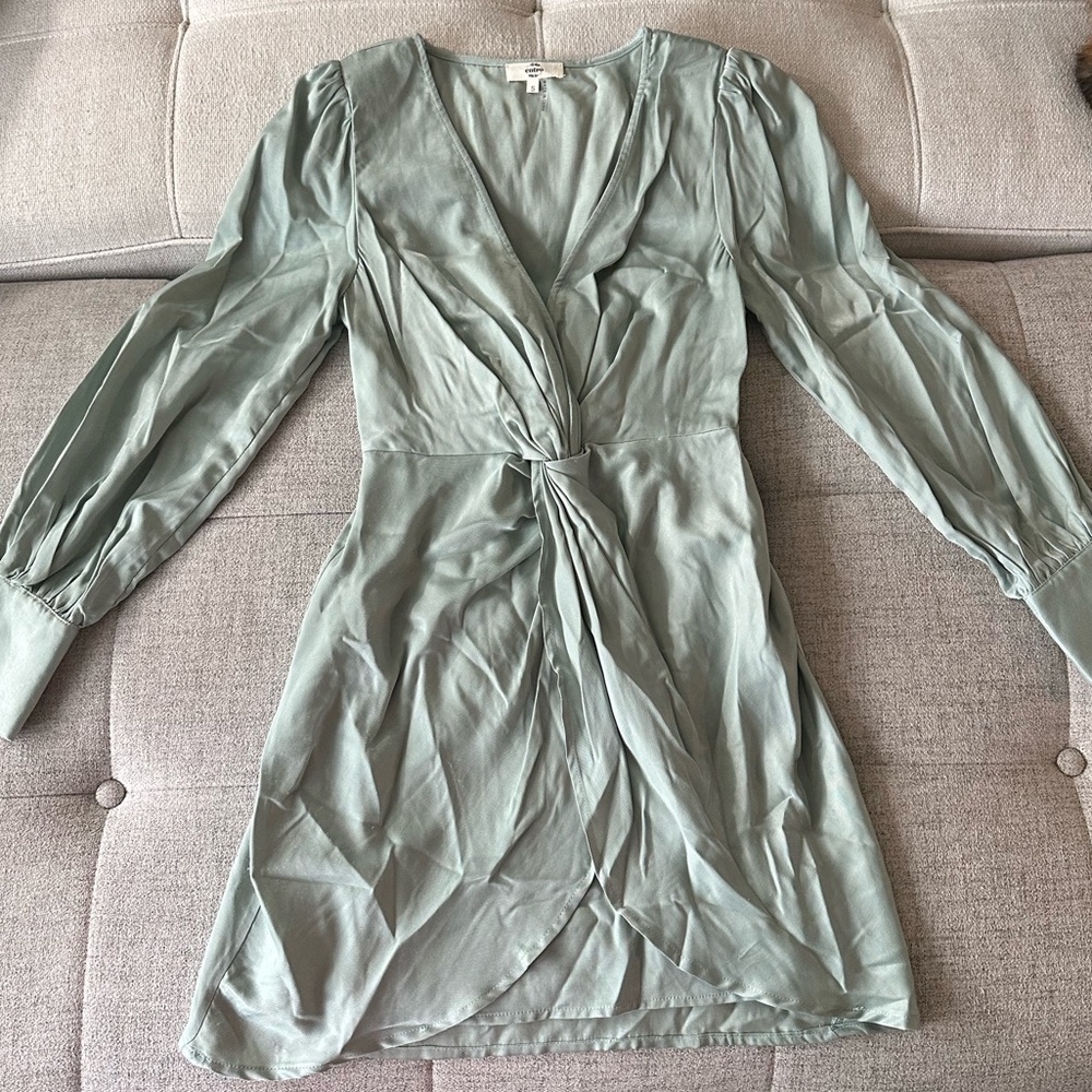 Satin Long Sleeve Mini Dress